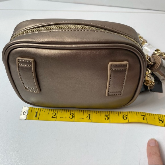 Joan Boyce Crossbody Purse Champagne Sequins Chain Strap Suede Tassel Zip NWT - Picture 6 of 8